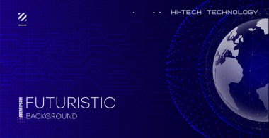 Soyut teknoloji interneti. Dünya haritası ağ bağlantısı küresel iş geleceği. Fütürist arkaplan, dış uzay.