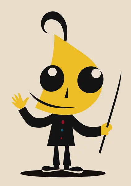 Joan Miro 'nun Geometrik Şekillerle Çizim tarzında bir çizgi film karakteri. Vektör,