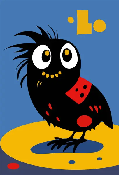 Joan Miro 'nun Geometrik Şekillerle Çizim tarzında bir çizgi film karakteri. Vektör.