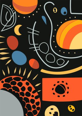 Psikedelik sıvı soyutlaması. İskandinav tarzı, geometrik doku elementleri olan bir resim. EPS-10.