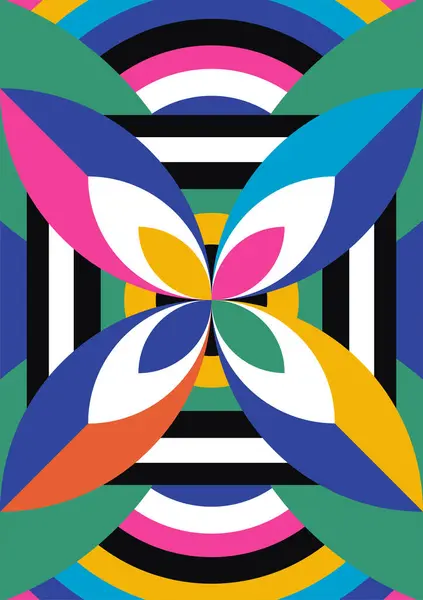 Soyut geometrik arkaplan. Bauhaus, Memphis minimalist retro poster grafik çizimi. Vektör EPS 10