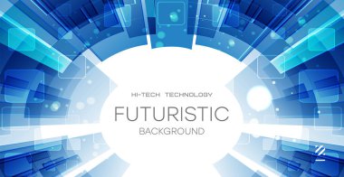 Mavi teknoloji soyut arka plan. Yüksek teknoloji dijital teknoloji ve mühendislik, dijital telekom teknolojisi kavramı. Vektör soyut gelecekçi.