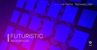 Soyut mavi kare arkaplan. Yüzen karelerle soyut mor eğimli arkaplan. Vektör.