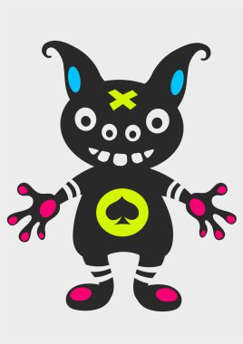 Hicivsel zirve canavarı. Düz çizgi film tasarımı. Geometrik Şekillerle Boyama.