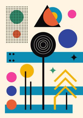 Geometrik Şekillerle Soyut Boyama. Minimalist grafikler. Vektör EPS 10