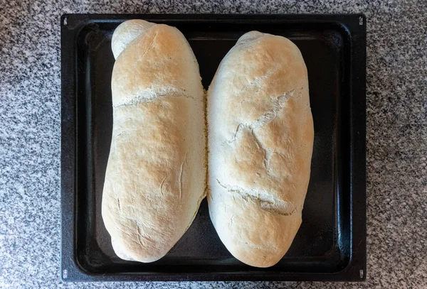オーブンから新鮮な自家製パン2つ — ストック写真