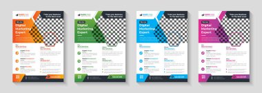 Corporate business flyer template design set with blue, orange, red and yellow color. marketing, business proposal, promotion, advertise, publication, cover page. new digital marketing flyer set.