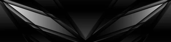 Schwarzer Weiträumiger Abstrakter Hintergrund Mit Futuristischen Abstrakten Flügeln Vektorillustration — Stockvektor