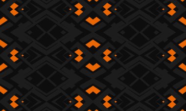 Turuncu ve siyah geometrik şekilleri ve çizgileri olan karanlık vektör soyut arkaplan. Modern renkli soyut arka plan. Vektör illüstrasyonu