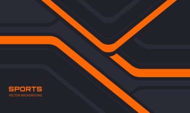 Soyut tasarım hareketli elemanları, açıları ve okları olan turuncu ve siyah spor arka planı. Soyut koyu gri ve turuncu dalgalı arkaplan.