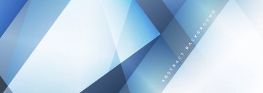 Pembe ve mavi, geometrik şekilli geniş ve soyut afiş. Mavi soyut arka plan. Vektör illüstrasyonu