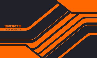 Soyut tasarım hareketli elemanları, açıları ve okları olan turuncu ve siyah spor arka planı. Soyut koyu gri ve turuncu dalgalı arkaplan.