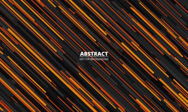 Koyu gri teknolojili modern soyut arka plan, sarı turuncu ve gri çizgili. Vektör illüstrasyonu