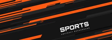 Modern sports banner design with diagonal orange and gray lines. Abstract sports background. Vector illustration clipart