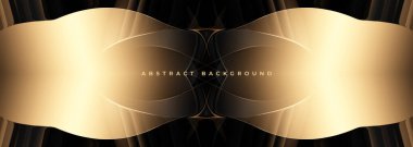 Altın şekilleri ve çizgileri olan soyut siyah ve altın renkli bir arka plan. Lüks, zarif, soyut bir arkaplan. Vektör illüstrasyonu
