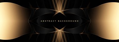 Altın şekilleri ve çizgileri olan soyut siyah ve altın renkli bir arka plan. Lüks, zarif, soyut bir arkaplan. Vektör illüstrasyonu