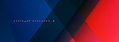 Blue and red modern abstract wide banner with geometric shapes. Red and blue abstract background. Vector illustration