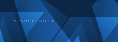 Dark blue modern abstract background. Blue abstract wide banner with geometric shapes. Vector illustration