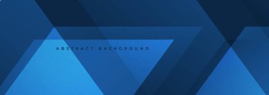 Mavi, soyut, geometrik şekilli geniş afiş. Koyu mavi soyut arka plan. Vektör illüstrasyonu