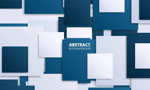 Białe Niebieskie Abstrakcyjne Tło Kwadratowych Kształtach Geometryczny Nowoczesny Sztandar Ilustracja — Wektor stockowy