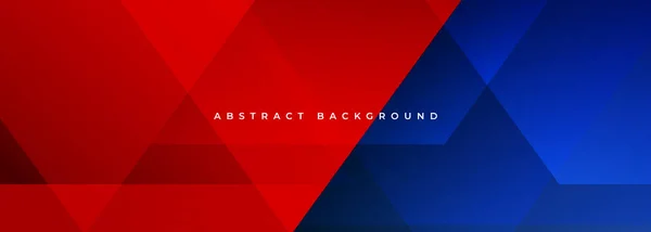 Banner Ancho Abstracto Moderno Rojo Azul Con Formas Geométricas Fondo — Vector de stock