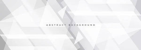 幾何学的な形状を持つ白とグレーの現代抽象的なワイドバナー グレーと白の抽象的な背景 ベクターイラスト — ストックベクタ
