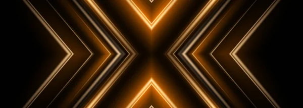 Futuristisches Schwarz Orangefarbenes Abstraktes Gaming Banner Mit Pfeilformen Vektorillustration — Stockvektor