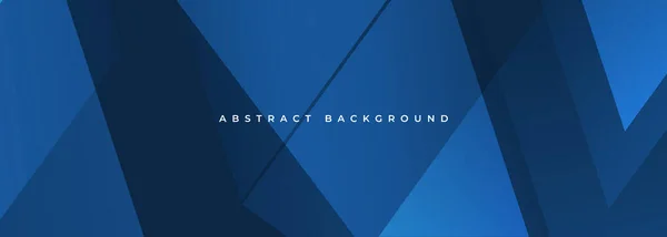 幾何学的な形状を持つ青の現代抽象的なワイドバナー 濃い青の抽象的な背景 ベクターイラスト — ストックベクタ
