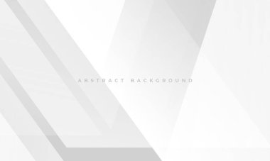 Beyaz ve yumuşak gri geometrik soyut arkaplan. Beyaz soyut modern arka plan tasarımı. Vektör illüstrasyonu