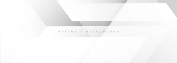 Banner Ancho Abstracto Moderno Blanco Gris Con Formas Geométricas Fondo — Vector de stock