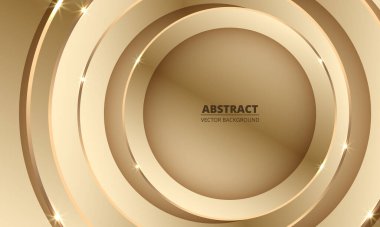 Altın vektör arka planında soyut lüks altın halkalar. Altın çemberler ve elementlerle dolu gerçekçi lüks arka plan. Vektör illüstrasyonu