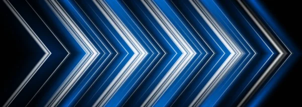 広い黒い抽象的な背景に青と白の矢印 ベクターイラスト — ストックベクタ