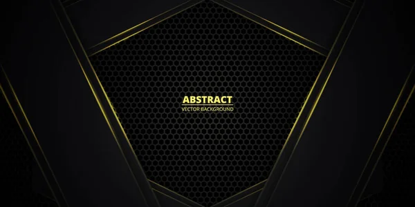 Чорно Жовтий Абстрактний Векторний Фон Шестикутним Вуглецевим Волокном Технологічний Фон — стоковий вектор