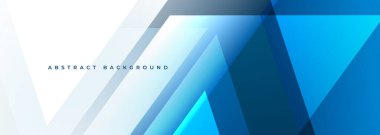 Modern beyaz ve mavi soyut geniş yatay afiş ve geometrik şekiller. Modaya uygun koyu mavi ve beyaz sunum soyut arkaplan. Vektör illüstrasyonu