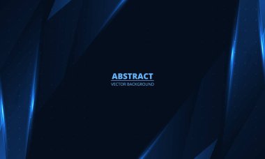 Koyu mavi soyut zemin, geometrik dinamik parlayan köşegen çizgileri var. Şirket afişi, iş yeri, broşür, kapak ya da poster için mavi moda modern soyut arka plan. Vektör illüstrasyonu