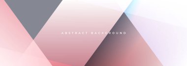 Pastel pembe uç, üç boyutlu geometrik çizgileri olan soyut, modern, geniş pankart. Pembe ve gri soyut arkaplan. Vektör illüstrasyonu