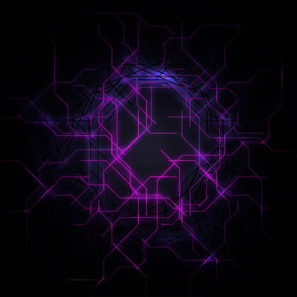 Технология Абстрактного Векторного Фона Фиолетовыми Неоновыми Линиями Футуристический Высокотехнологичный Дизайн — стоковый вектор