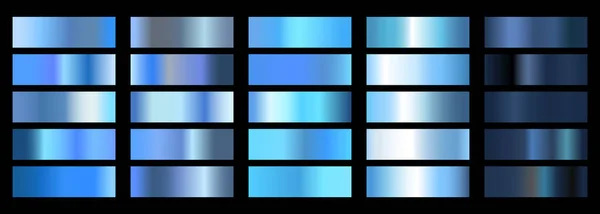 Modrý Kovový Gradient Pozadí Nastaven Kovové Gradační Textury Lesklá Elegantní — Stockový vektor