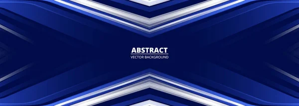 Blu Astratto Futuristico Banner Gioco Scuro Con Forme Freccia Bianca — Vettoriale Stock