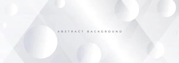 Witte Geometrische Abstracte Achtergrond Met Cirkelvormen Zilveren Abstracte Moderne Brede — Stockvector