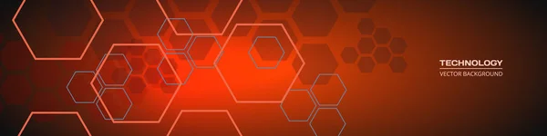 Red Hexagon Technology Abstract Background Hexagonal Elements Tech Modern Futuristic — Stock Vector