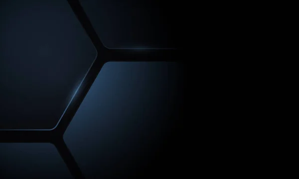 Negro Azul Oscuro Vector Hexagonal Tecnología Fondo Abstracto Fondo Futurista — Vector de stock