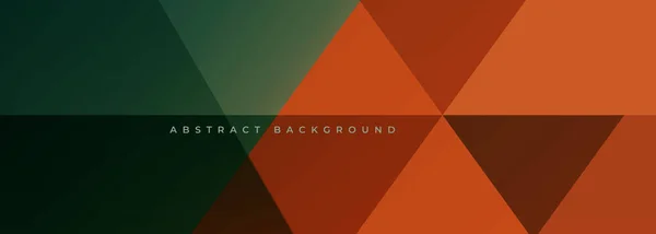 三角形の形をした緑とオレンジの現代抽象的なワイドバナー オレンジと緑の幾何学的な抽象的な背景 ベクトルイラスト — ストックベクタ