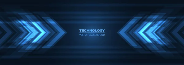 抽象的なブルー矢印未来技術背景コンセプト高速動き ダイナミックモーションブルーハイテクデジタル矢印とストライプ ベクトルイラスト — ストックベクタ