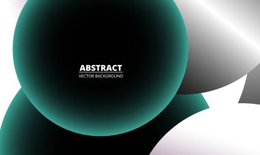 Broşür, pankart, kapak, broşür, iş, şirket için koyu yeşil gradyan dairelere sahip geometrik modern soyut arka plan. Vektör illüstrasyonu