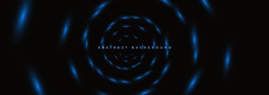 Mavi neon ışıkları spiral olan siyah vektör arkaplan. Vektör illüstrasyonu