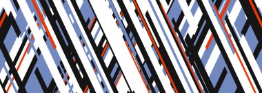 Çapraz mavi, beyaz ve turuncu çizgili soyut modern pankart tasarımı. Vektör illüstrasyonu