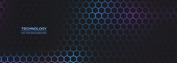 Preto Azul Roxo Tecnologia Hexagonal Fundo Vetor Abstrato Futurista Moderna — Vetor de Stock