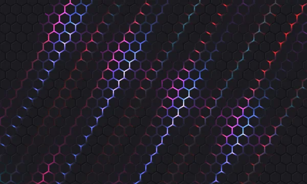 Σκούρο Εξαγωνικό Διάνυσμα Τεχνολογίας Αφηρημένο Υπόβαθρο Μπλε Ροζ Και Κόκκινο — Διανυσματικό Αρχείο