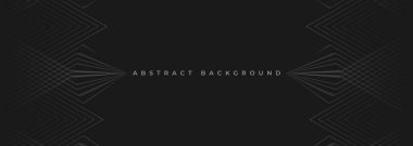 Gri çizgili desenli pankart tasarımlı siyah soyut modern arka plan. Vektör illüstrasyonu